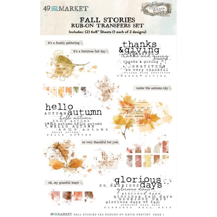 49 And Market Rub-On Transfer Set 6"X8"-Fall Stories