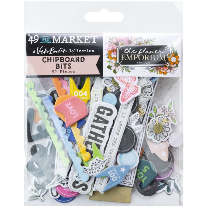 49 And Market Chipboard Bits 92/Pkg-The Flower Emporium