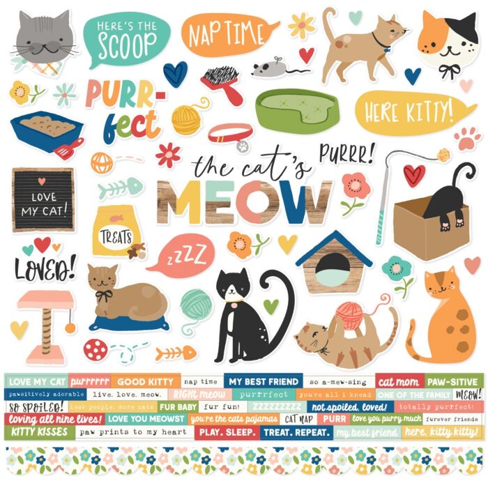 Simple Stories Fur Baby Cat Stickers 12x12