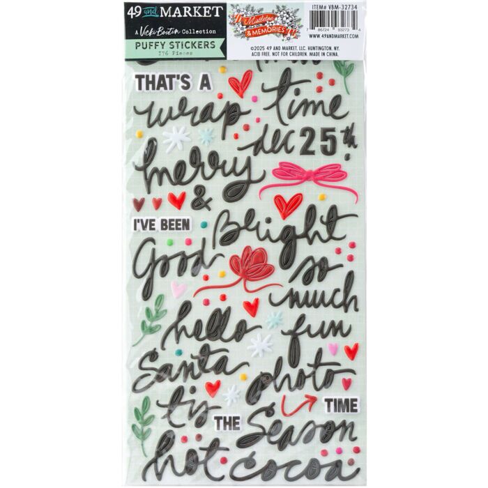 49 And Market Puffy Stickers-Mistletoe And Memories