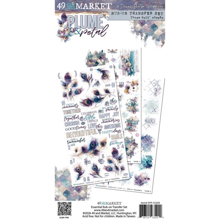 49 And Market Blendable Rub-On Transfer Set 6"X12" - Plume & Petal by 49 and Market