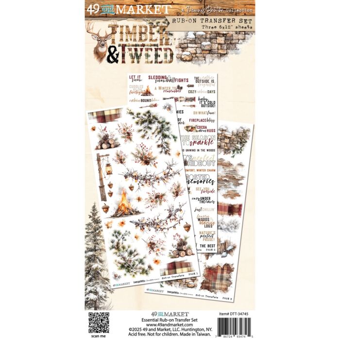 49 And Market Essential Rub-On Transfer Set 6"X12" - Timber And Tweed by 49 and Market