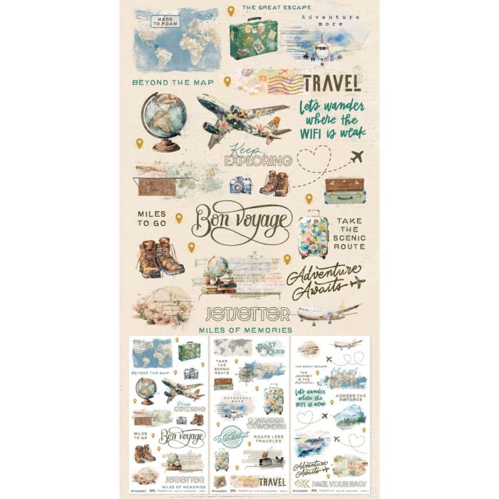 49 and Market Blendable Rub-On Transfer Set 6"X12" - Travel Diaries by 49 and Market