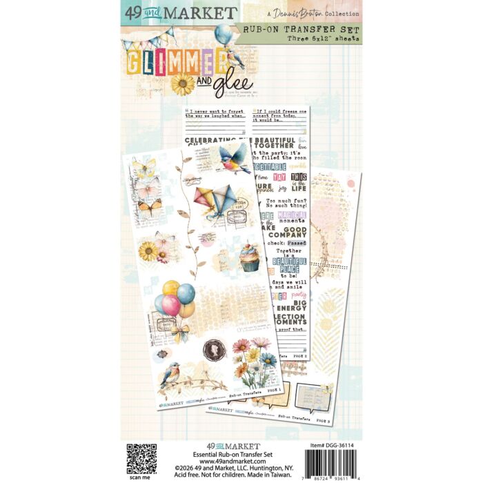 49 and Market Blendable Rub-On Transfer Set 6"X12" - Glimmer and Glee by 49 and Market
