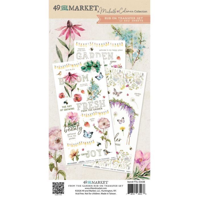 49 and Market Blendable Rub-On Transfer Set 6"X12" - From the Garden by 49 and Market