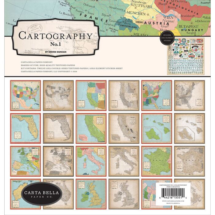 Carta Bella Paper - Cartography No. 1 Collection - 12 x 12 Collection Kit