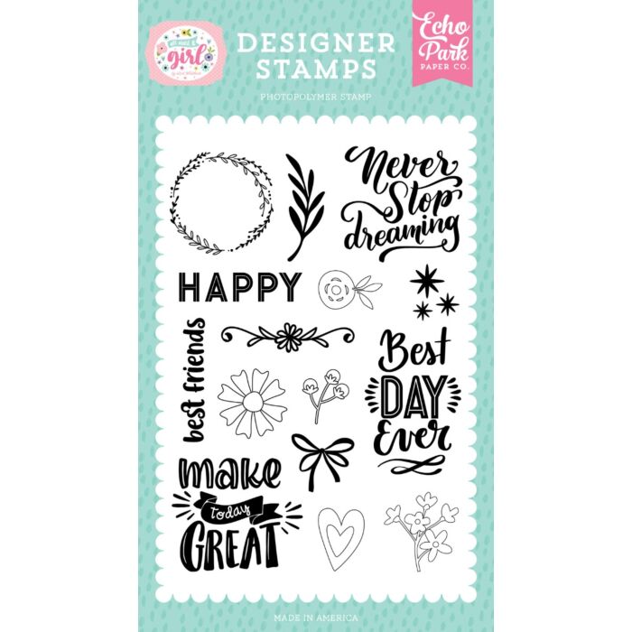 Echo Park All About A Girl: Never Stop Dreaming Stamp Set