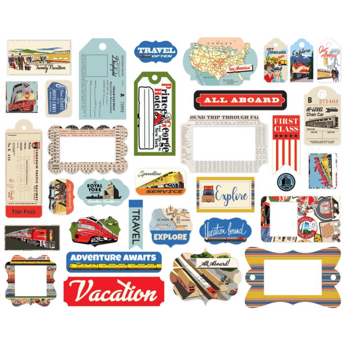 Carta Bella - All Aboard Frames and Tags Ephemera Die Cut Cardstock Pack