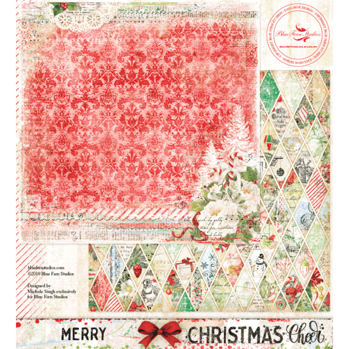 Blue Fern Studios - 12x12 Double Sided Paper - Christmas Cheer - Merry