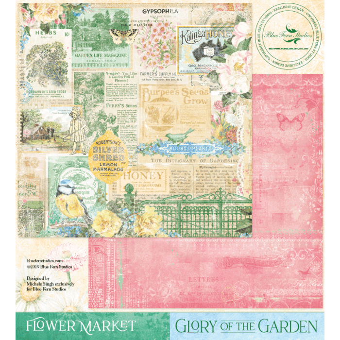 Blue Fern Studios - 12x12 Double Sided - Glory of the Garden - Flower Market