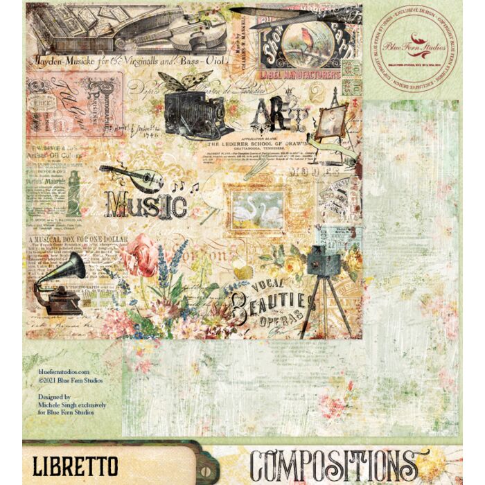 Blue Fern Studios - Compositions 12x12 Paper - Libretto