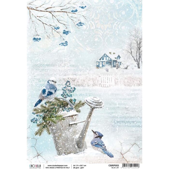 Ciao Bella Rice Paper Sheet A4 Blue Jay