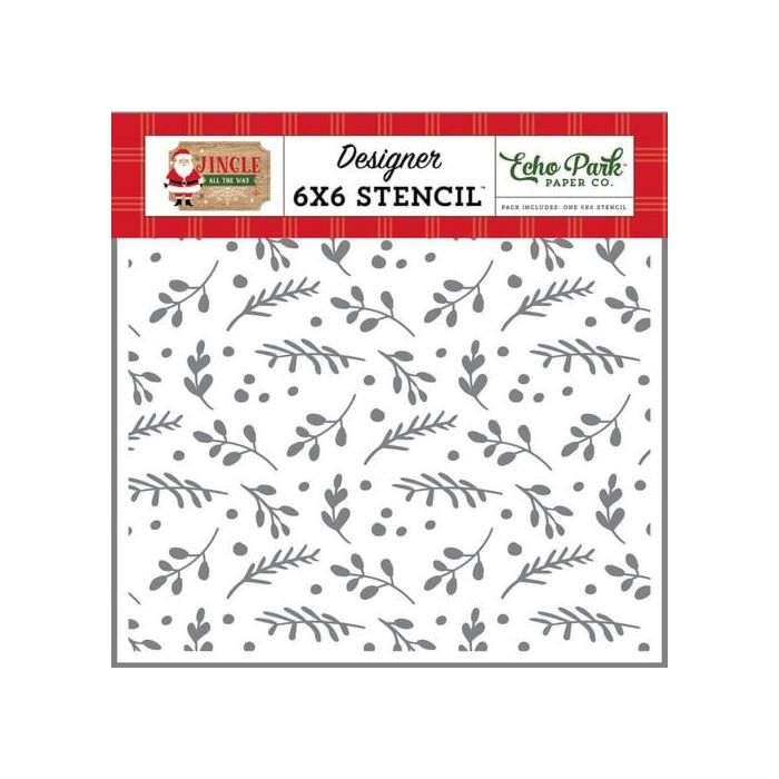 Echo Park – Boughs Of Holly Designer Stencil 6" x 6"