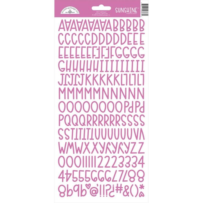 Doodlebug Sunshine Cardstock Alpha Stickers 6"X13"-Bubblegum