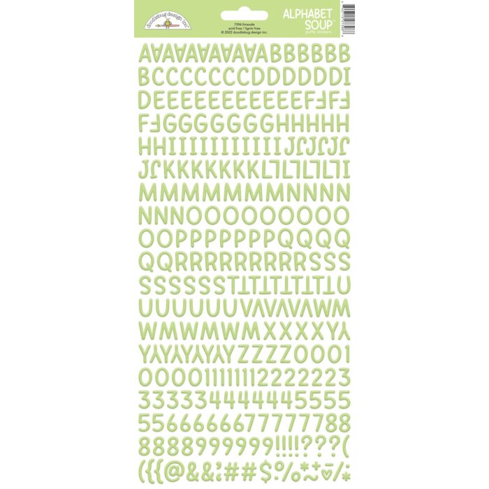 Doodlebug Alphabet Soup Puffy Stickers-Limeade