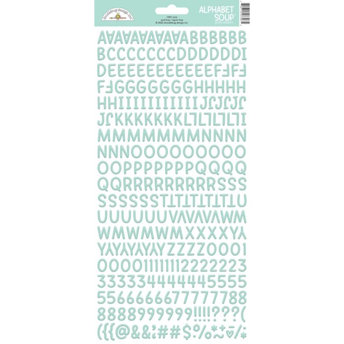 Doodlebug Alphabet Soup Puffy Stickers-Mint