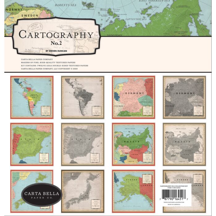 Carta Bella Collection Kit 12"x12" - Cartography No 2