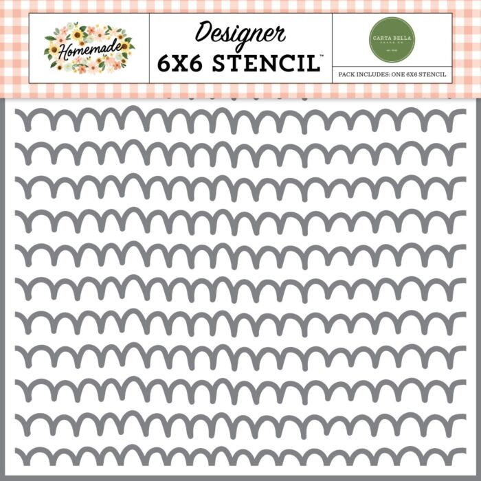 Carta Bella Homemade Life Is Sweet Scallops 6x6 stencil with repeating scallop pattern