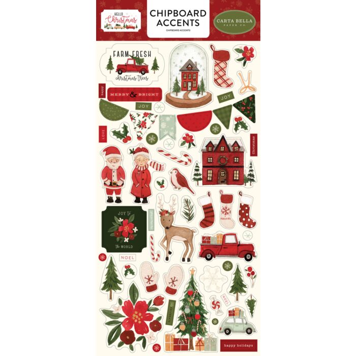 Echo Park - Hello Christmas 6x13 Adhesive Chipboard Accents