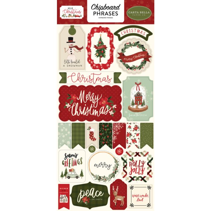 Echo Park - Hello Christmas 6x13 Adhesive Chipboard Phrases