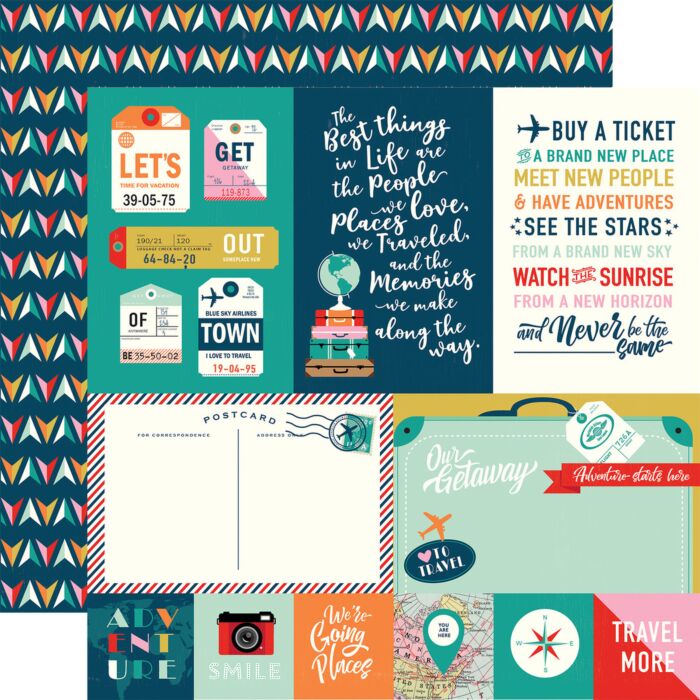 Carta Bella - Pack Your Bags - 12x12 Double sided paper Journaling Cards