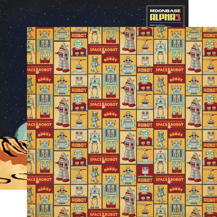 Carta Bella - 12"x12" Double-Sided Patterned Paper - Space Academy - Robot Invasion