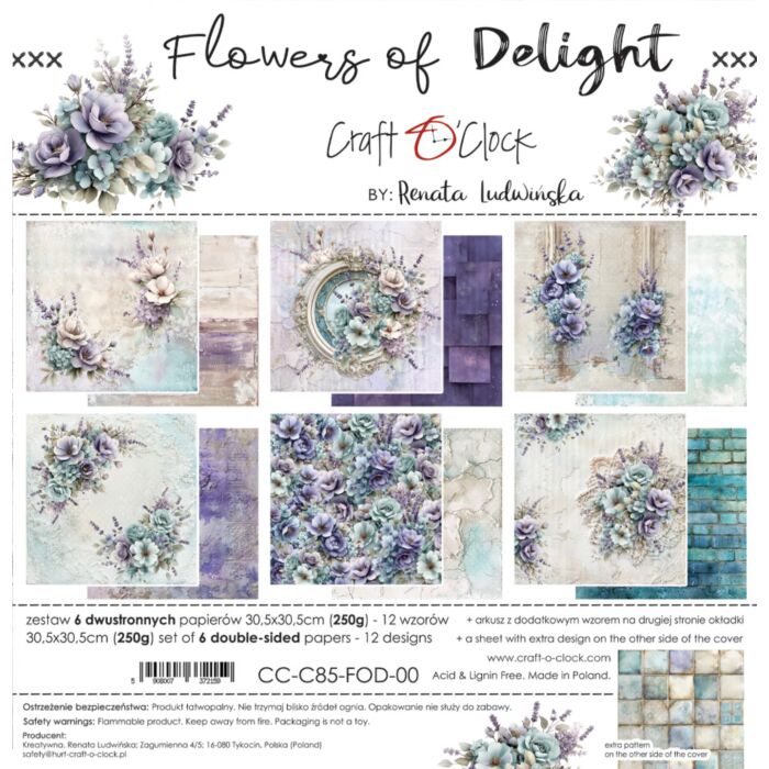 Craft O'Clock Flowers of Delight 12X12 Paper Pad