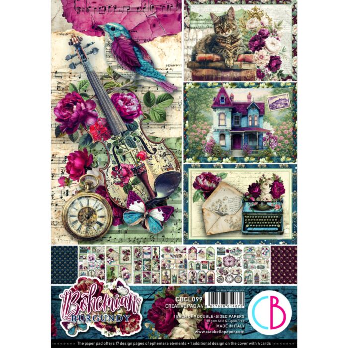 Ciao Bella Bohemian Burgundy A4 Creative Pad