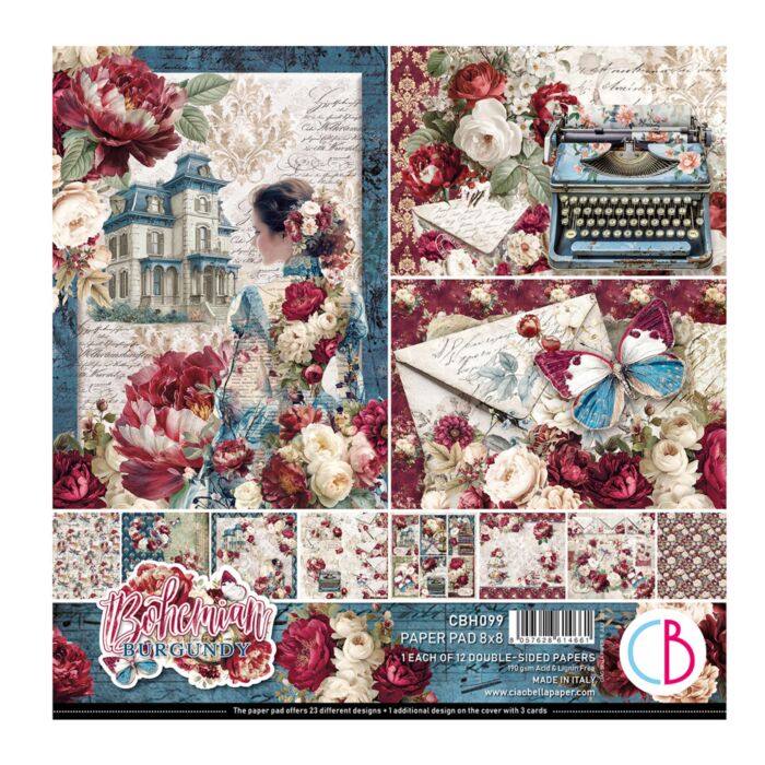 Ciao Bella Bohemian Burgundy 8X8 Paper Pad