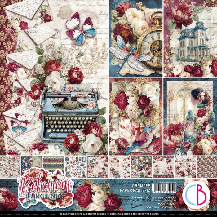 Ciao Bella Bohemian Burgundy 12X12 Paper Pad