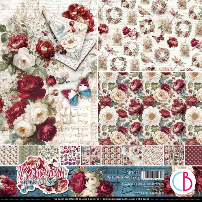 Ciao Bella Bohemian Burgundy 12X12 Patterns Pad