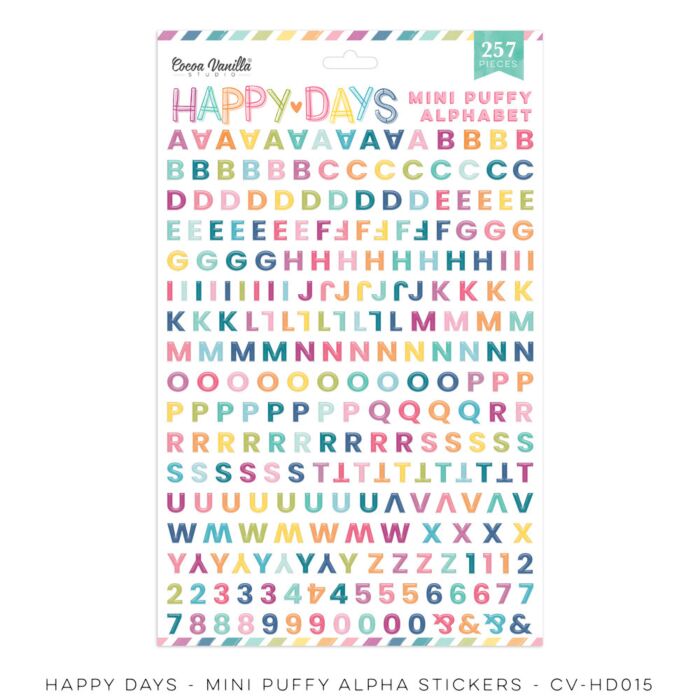 Cocoa Vanilla Studio Mini Puffy Alphabet Stickers, Happy Days