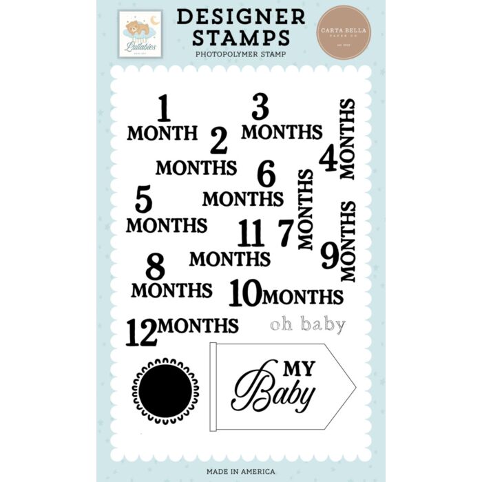 Echo Park Little Lullabies Baby Boy Clear Stamp - Oh Baby Months