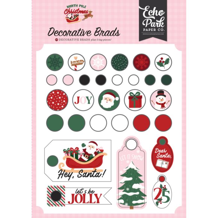 Echo Park North Pole Christmas Decorative Brads
