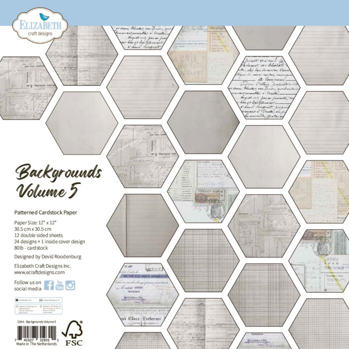Elizabeth Craft Designs Backgrounds Volume 5 12x12 Printed Cardstock Pack