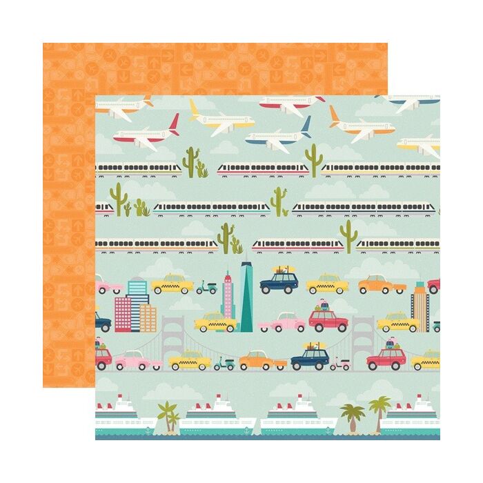 Simple Stories Going Places Double-Sided Cardstock 12"X12" Enjoy The Ride