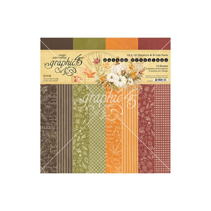 Graphic 45 12X12 Patterns & Solids Paper Pack