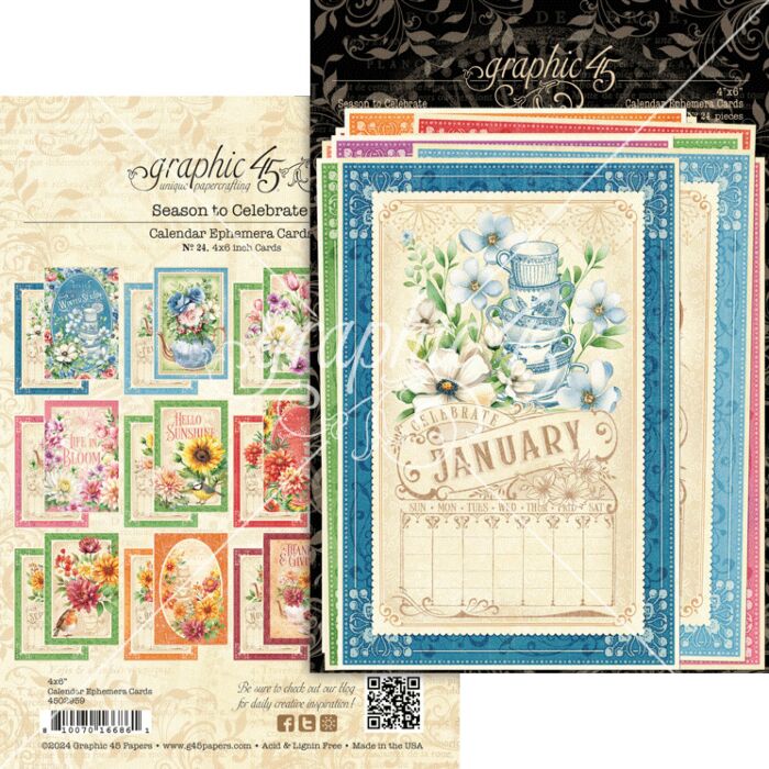 Graphic 45 Calendar Ephemera Cards
