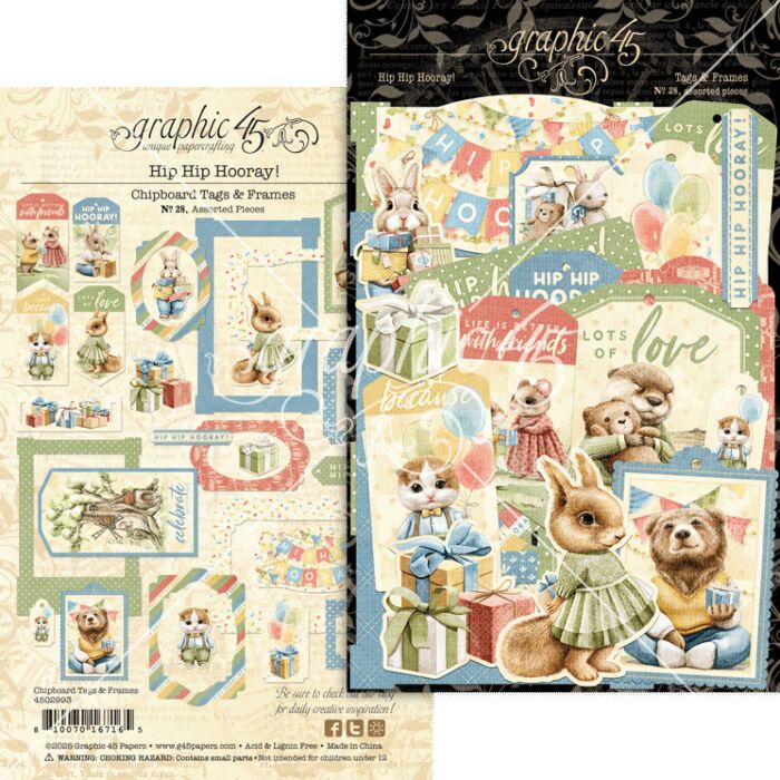 Graphic 45 Chipboard Pieces - Tags & Frames