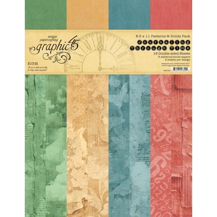 Graphic 45 8.5X11 Patterns & Solids Paper Pack