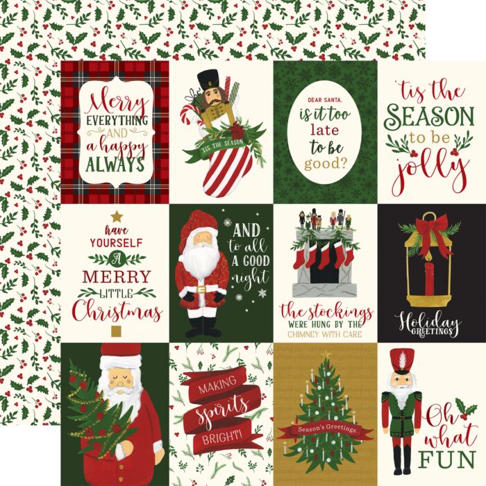 Echo Park - Here Comes Santa Claus - 12x12 Double sided - 3x4 Journaling Cards