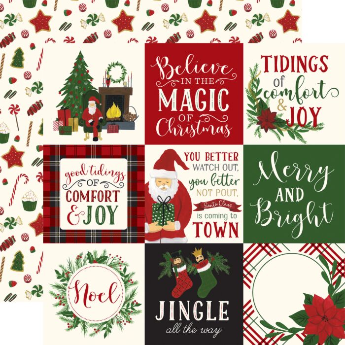 Echo Park - Here Comes Santa Claus - 12x12 Double sided - 4x4 Journaling Cards