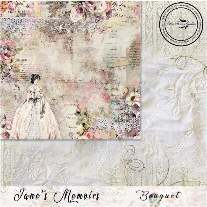 Blue Fern Studios - Jane's Memoirs - 12x12 Paper - Bouquet