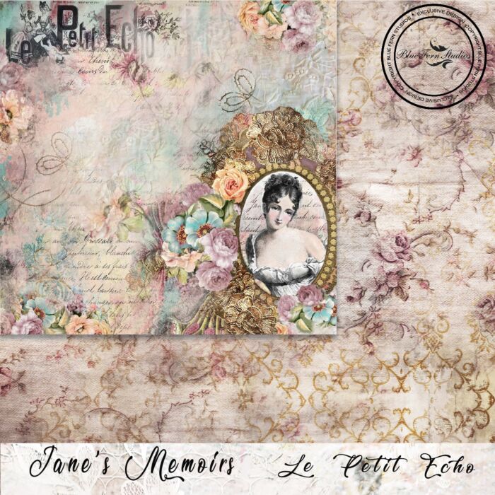 Blue Fern Studios - Jane's Memoirs - 12x12 Paper - Le Petit Echo