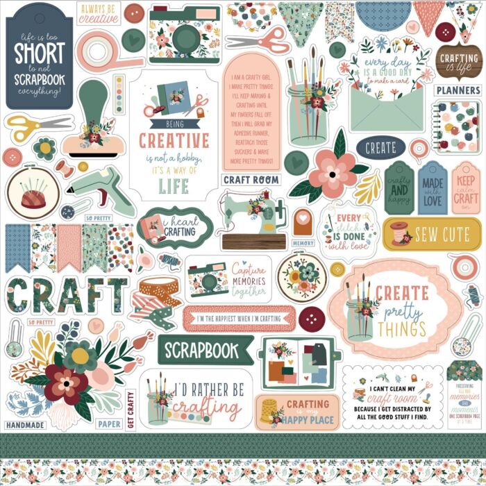 Echo Park Let's Create Cardstock Stickers 12"X12"-Elements