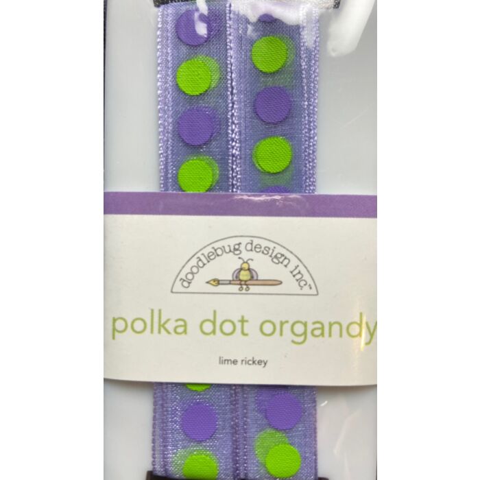 Doodlebug Ribbon - Polka Dot Organdy - Lime Rickey