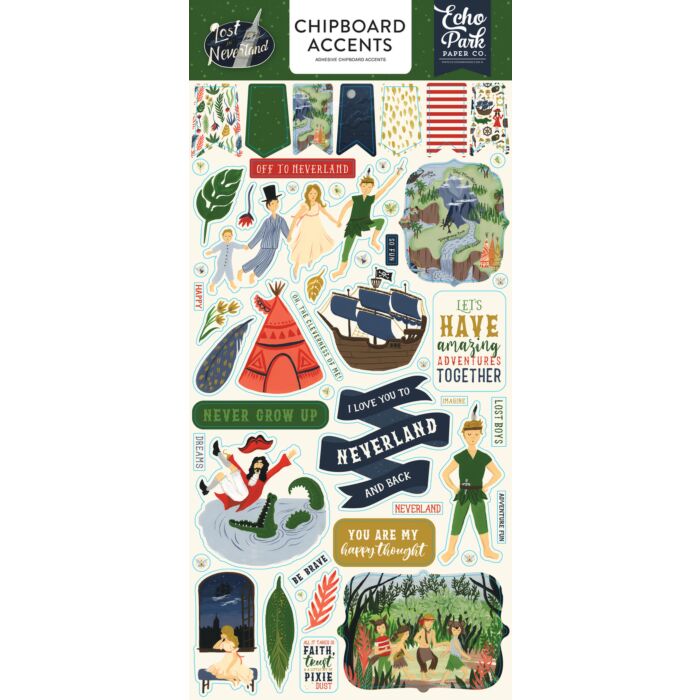 Echo Park - 6X13 Chipboard Accents - Lost In Neverland