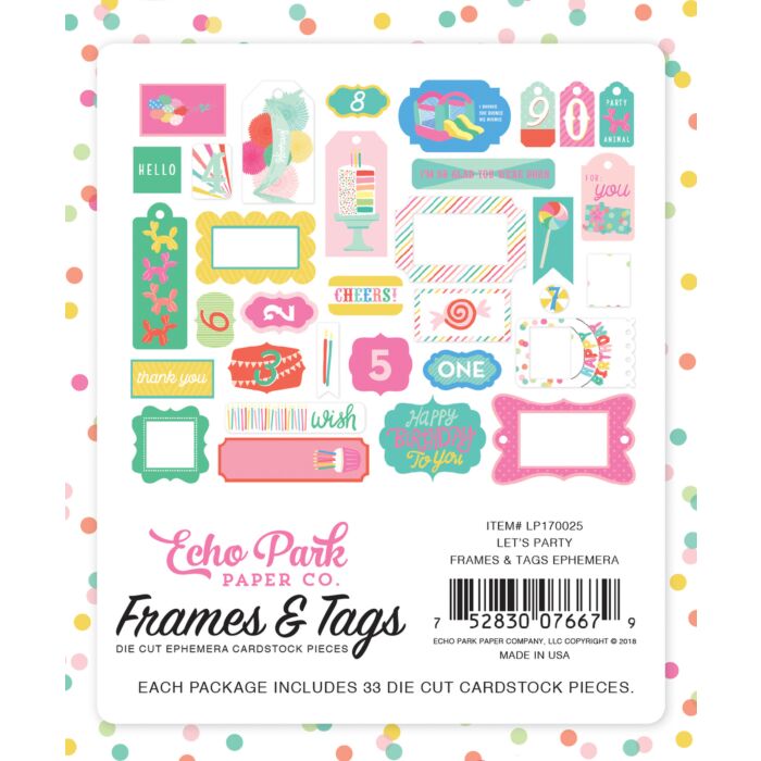 Echo Park - Let's Party Frames & Tags Ephemera