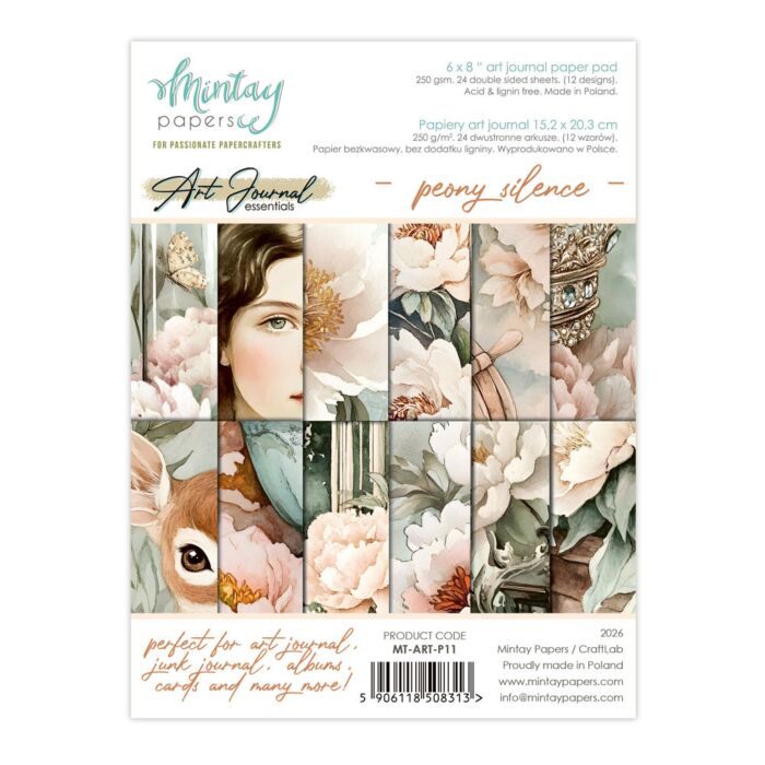 Mintay Papers Peony Silence 6X8 Art Journal Paper Pad