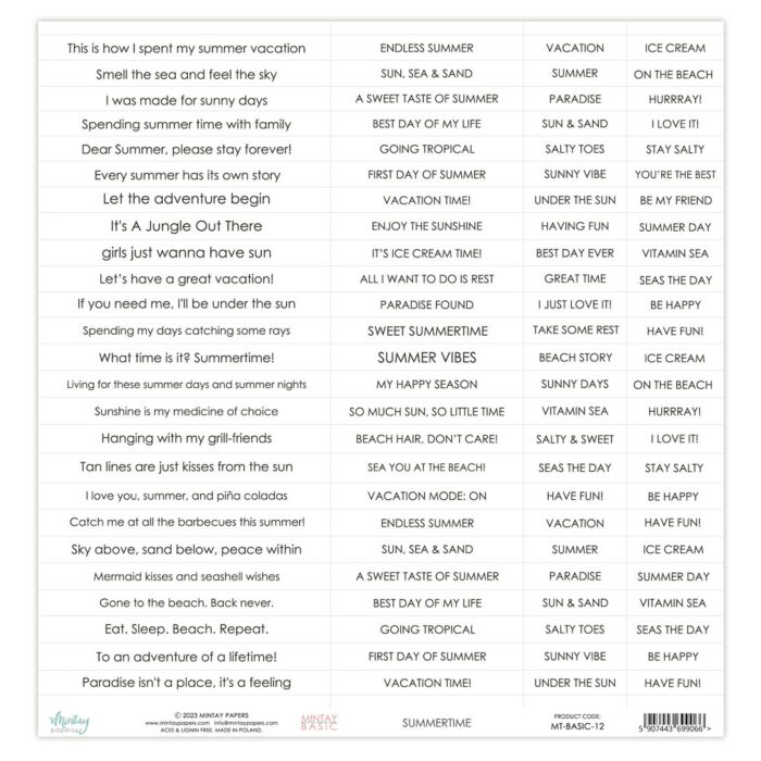 Mintay Papers 12X12 Mintay Basic Patterned Paper